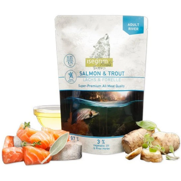 isegrim dog adult roots, salmon and trout 410g-
